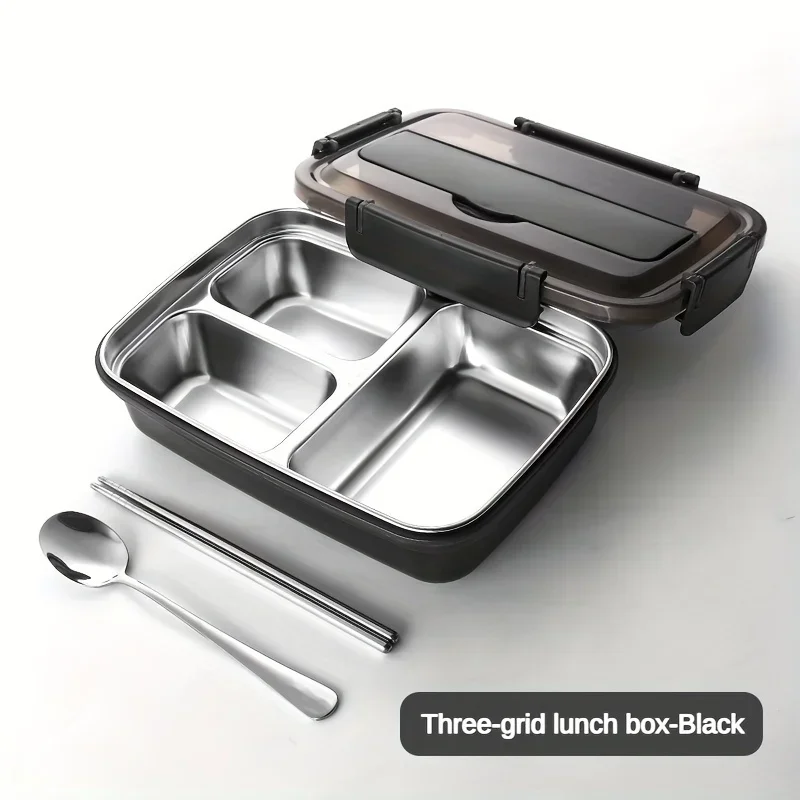 Lekvrije roestvrijstalen lunchbox met 3/4 compartimenten - Duurzame, gemakkelijk schoon te maken Bento-container voor studenten en kantoorpersoneel