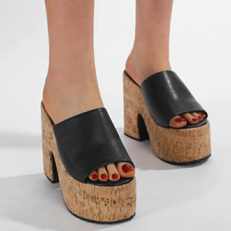 

Новый стиль, модные летние плиссированные женские тапочки с квадратным носком, туфли в стиле панк на платформе с толстой подошвой, большой размер 43, Zapatos De Mujer