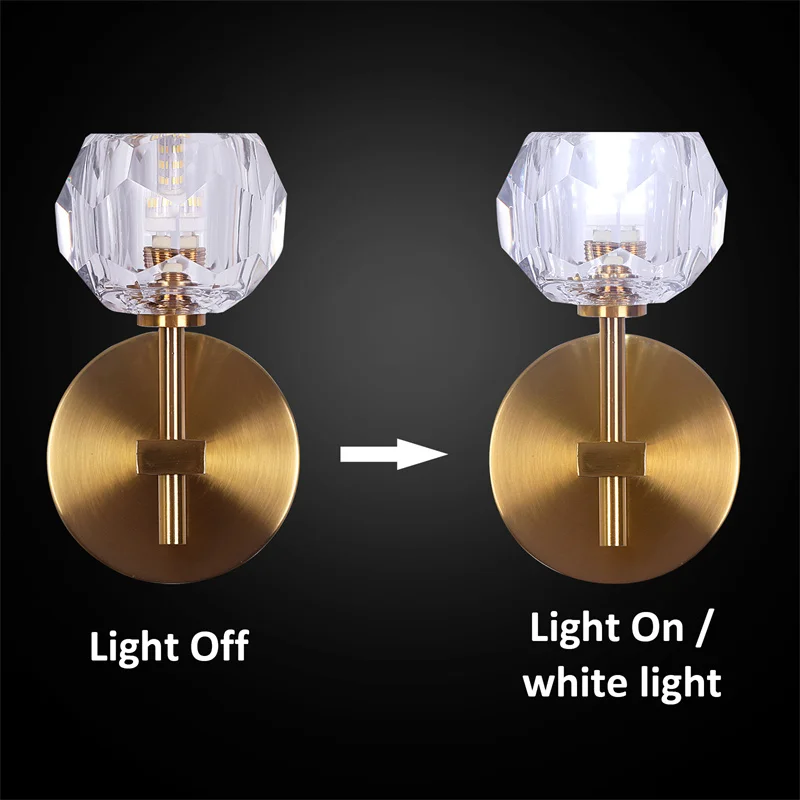 Modern Crystal Sconce Lamp G9 Wall Sconce Aisle Door Front Lights Sleeping Copper Wall Lights Bedside Lamp For Bedroom Fixtures