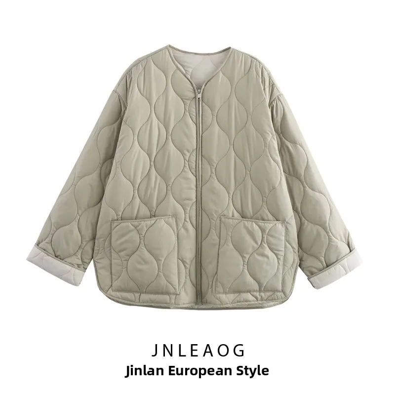 JNLEAOG Fashionable Cotton Jacket Women's Outerwear Autumn New Style Versatile Windproof Zipper Closure Standard Fit Ladies Coat