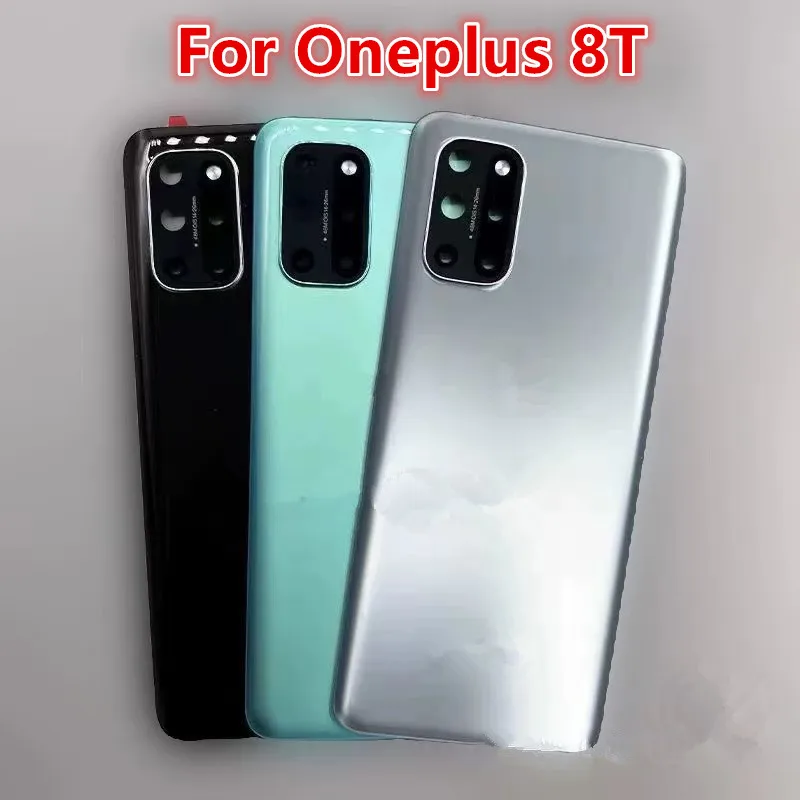Oneplus8T Housing For Oneplus 8T One Plus 6.55" Glass Battery Back Cover Repair Replace Door Phone Rear Case + Camera Lens