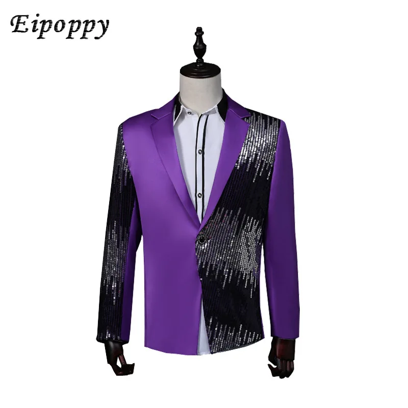 Men's Performance Suit Jacket Sequined Suit Stage Gradient Lightning Host Mc Top