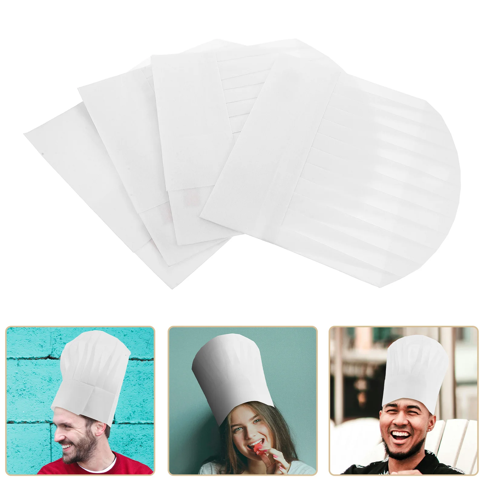 

20 Pcs White Bonnet Hat Chef Outfit Clothing Headband Tall for Women Japanese