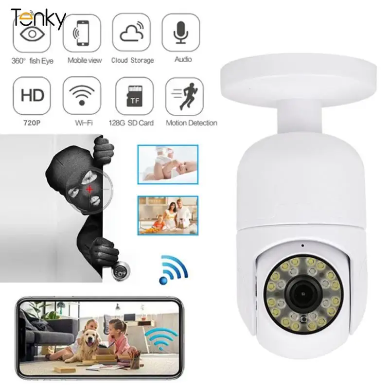 

Surveillance Camera 720p Proof 360 Panoramic View Night Vision Waterproof Camera Mini Ip Camera One-piece Bracket Abs