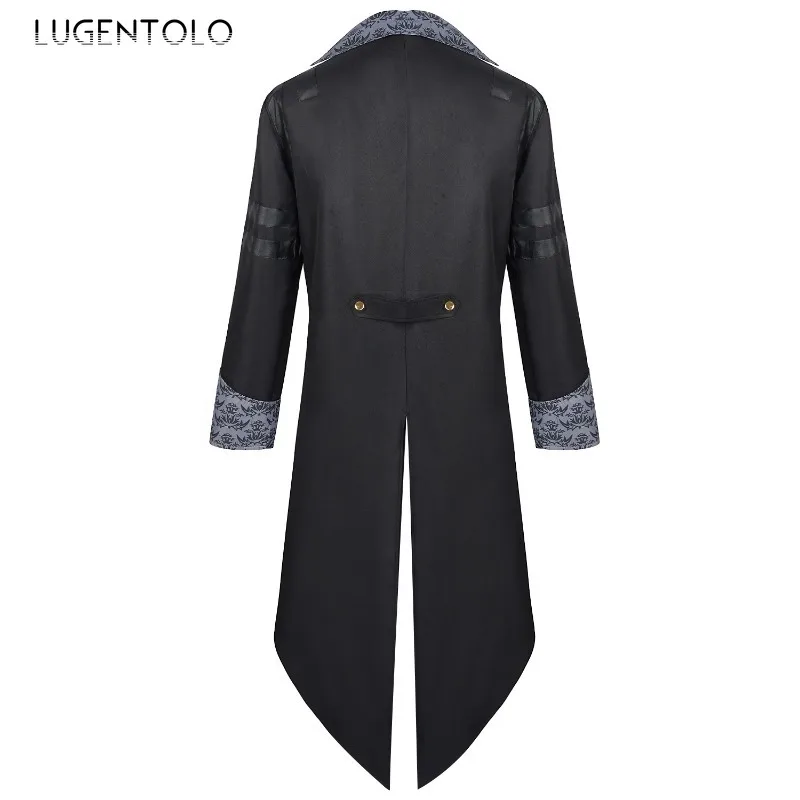 Men Steampunk Trench Medieval Costume Coat Victorian Adventurer Renaissance Tailcoat New Halloween Tuxedo Print Long Jackets