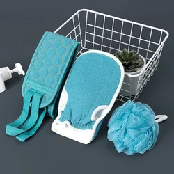 3pcs/set Bath Set Double-side Bath Towel Strong Rubbing Mud Glove Bath Towel Set Washing Towel Set Body Scrub Deep Cleaning Tool