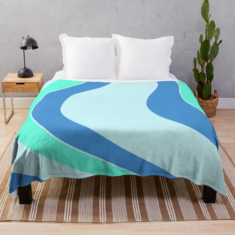 

Синее абстрактное одеяло с рисунком волн, походные одеяла для кровати, одеяла