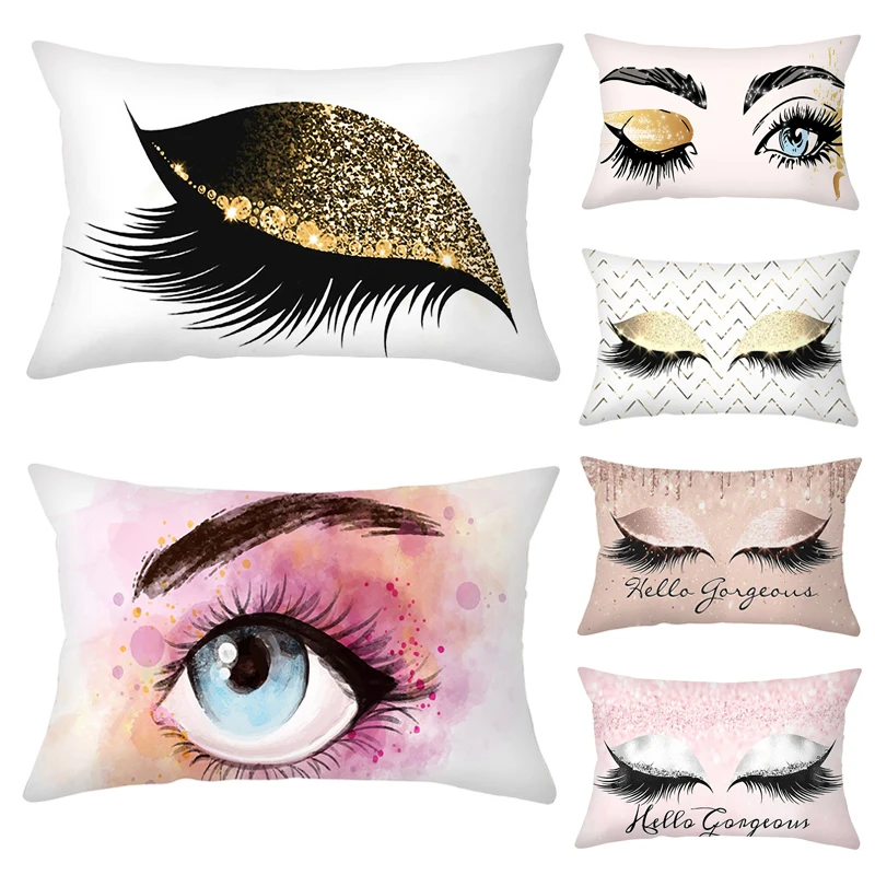 Eyelash Printed Cushion Cover 30X50CM Pillowcase Decorative False Eyelash Extension Makeup Pillow Cover Sofa Home Pillowcase