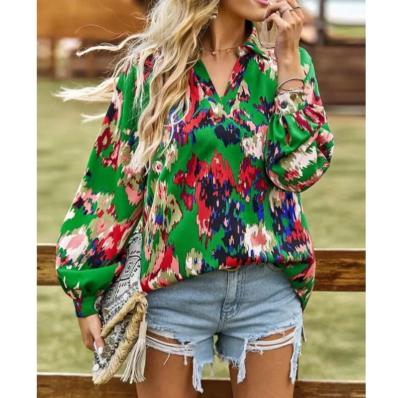 

Faionable V-Ne Свободные длинные женские брюки с принтом Све irt Busin Casual irt Весна Лето Новые Sle Commute irt