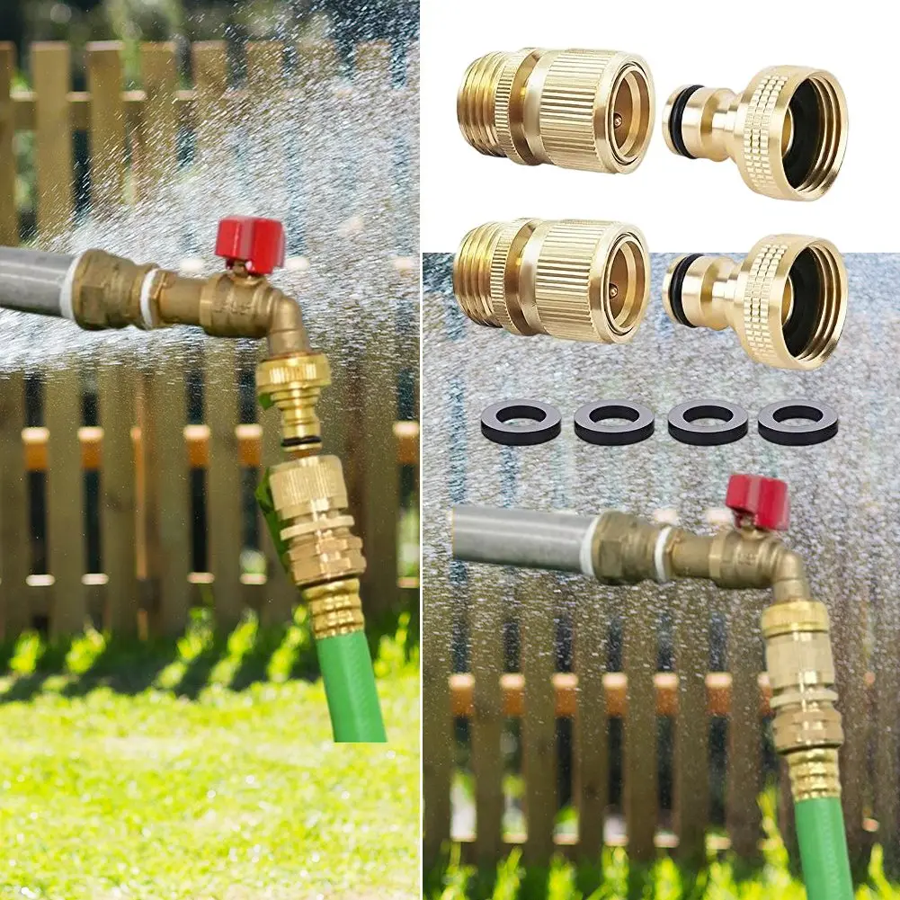 

Латунный быстроразъемный соединитель для садового шланга, фитинг для труб с функцией остановки воды, герметичный адаптер для садового пистолета-распылителя, садовые инструменты