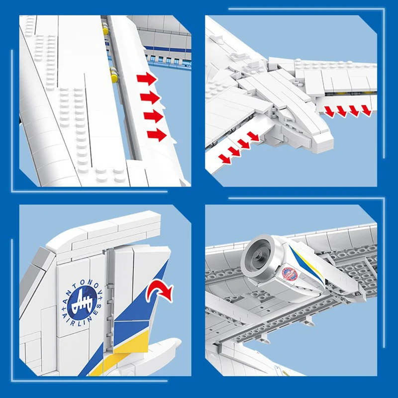 5350 قطعة An-225 نموذج طائرة النقل تمثال طائرة اللبنات الطائرات العسكرية الطوب لعب للأطفال الكبار الهدايا