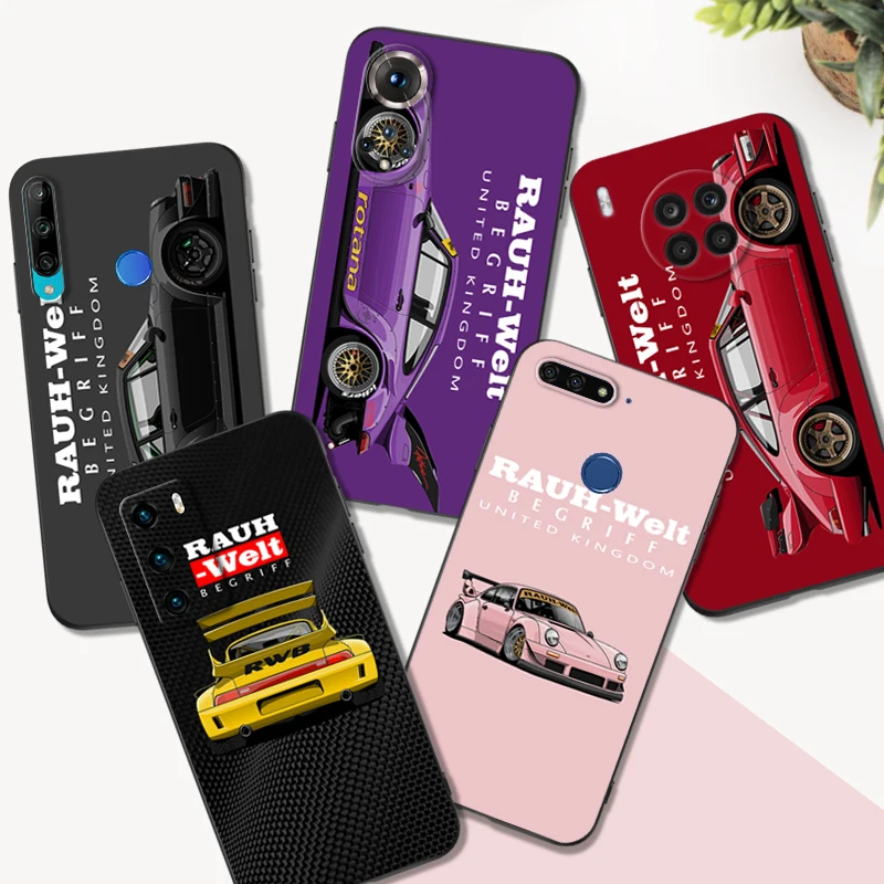 Черный чехол из ТПУ для Huawei Y9S, Y6S, Y8S, Y5P, Y7P, Y8P, y7, Y5 lite, Prime 2018, Y6 2019, чехол для jdm RWB 911, 964, спортивный автомобиль