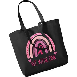 Ottobre rosa consapevolezza del cancro al seno grande borsa di tela Harajuku donna Casual ToteBag modello stampato borsa di tela