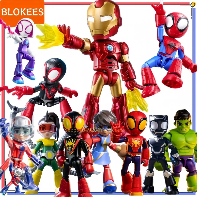 Blokees Building Blocks The Amazing Spider-Man Miles Morales Gwen Black Panther Action Figure Anime Model Doll Kids Toy Gifts