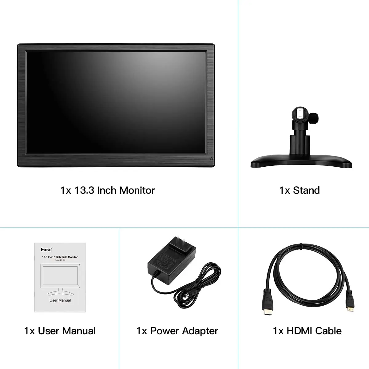 Imagem -06 - Eyoyo-monitor Externo Hdmi Display Lcd Vga com Alto-falante Sistema de Cctv para Computador Portátil Em13h 13.3 1920x1080 16: 9