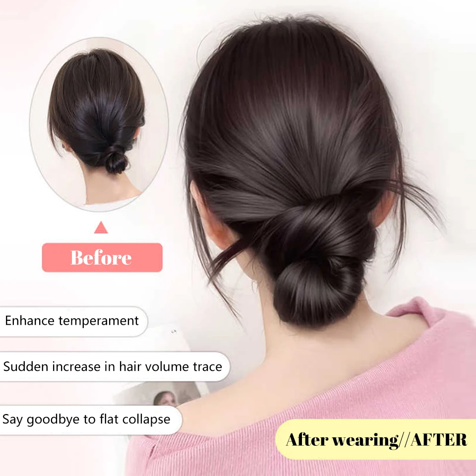 OLACARE Synthetic Bow Bun Head Wig Elegant Natural Flower Bud Head Ladies Wig Fashionable Hair Accessories