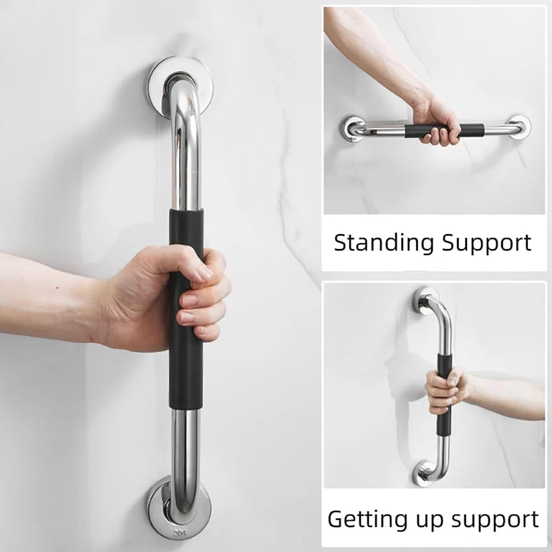 

Stainless steel shower handrail, bathroom handrail with non-slip rubber Grab Bars, bathroom balance rod, suporte para banheiro
