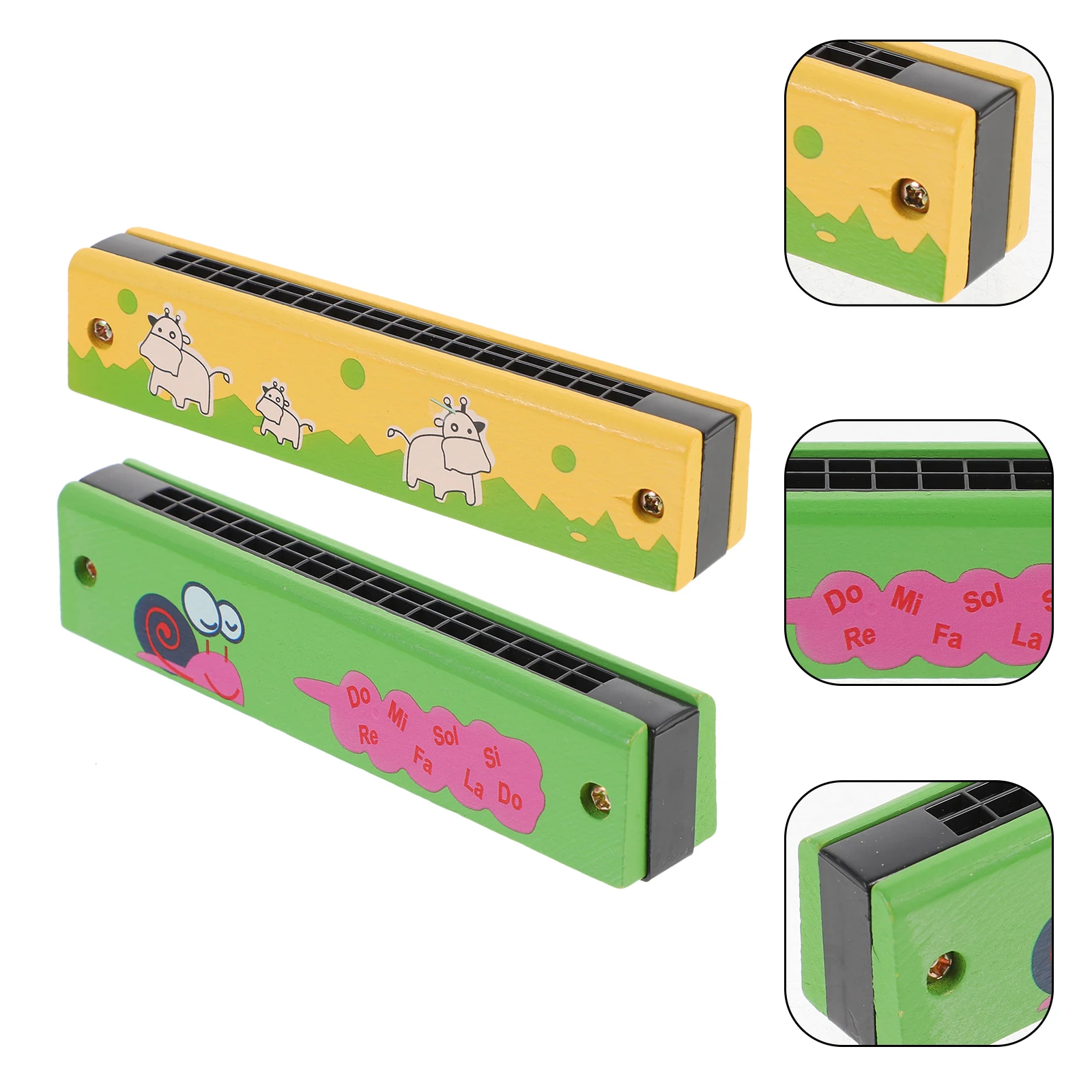 

2 Pcs Wooden Harmonica Pocket 16 Holes Beginner Beginners Musical Instruments