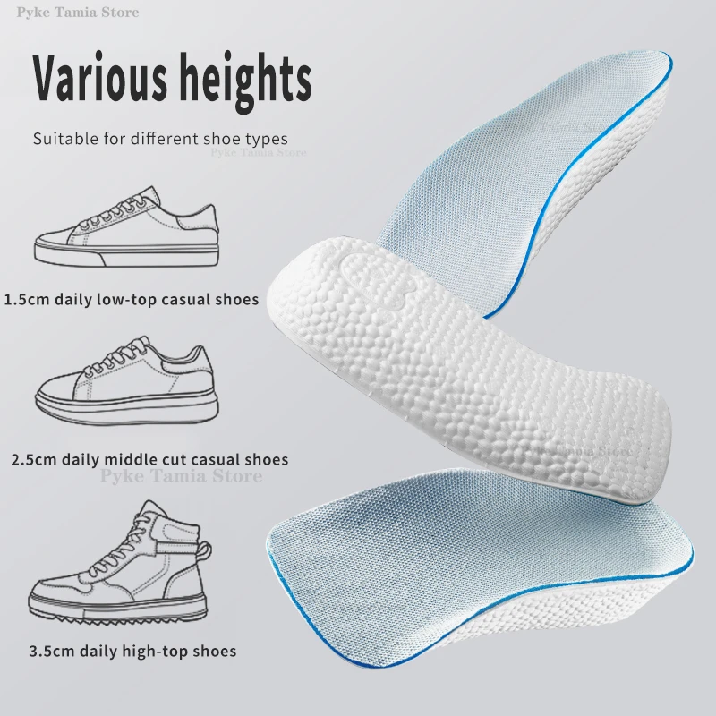 ความสูงเพิ่ม Insoles ผู้ชายผู้หญิงรองเท้าแบนฟุต Arch Support Orthopedic Insoles รองเท้าผ้าใบ Heel Lift Memory Foam รองเท้านุ่ม Pads