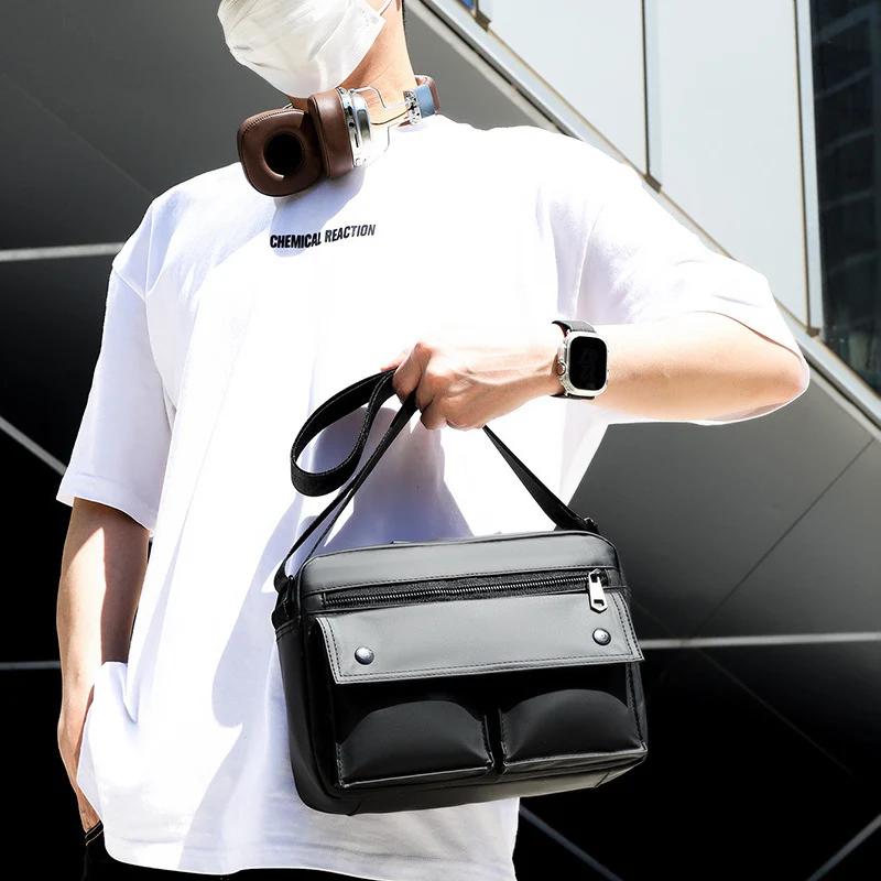 Men Crossbody Bag Large Capacity Multi-pocket Pack Work Commuter Bags Waterproof Shoulder Packs Wear-resistant Travel Package