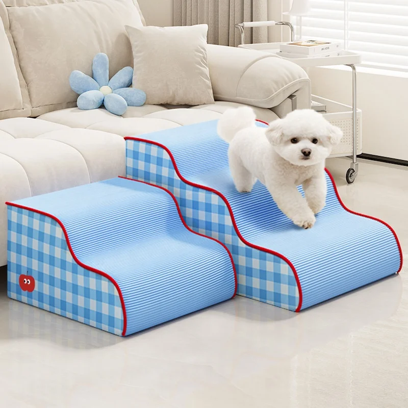 

Sponge Dog Stairs Ramp with Non-Slip Bottom Removable Washable Molded High-Density Foam Pet Step for Bed