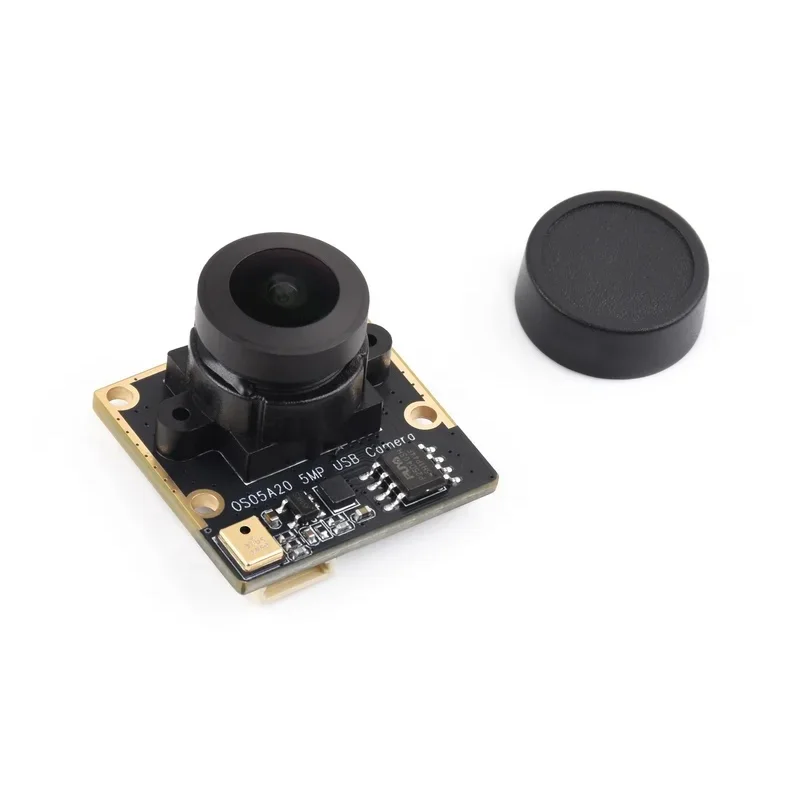 Waveshare OS05A20 5MP USB Camera Module Type B, Supports USB2.0 Port, Onboard Single Microphone, 175° Wide-Angle Lens