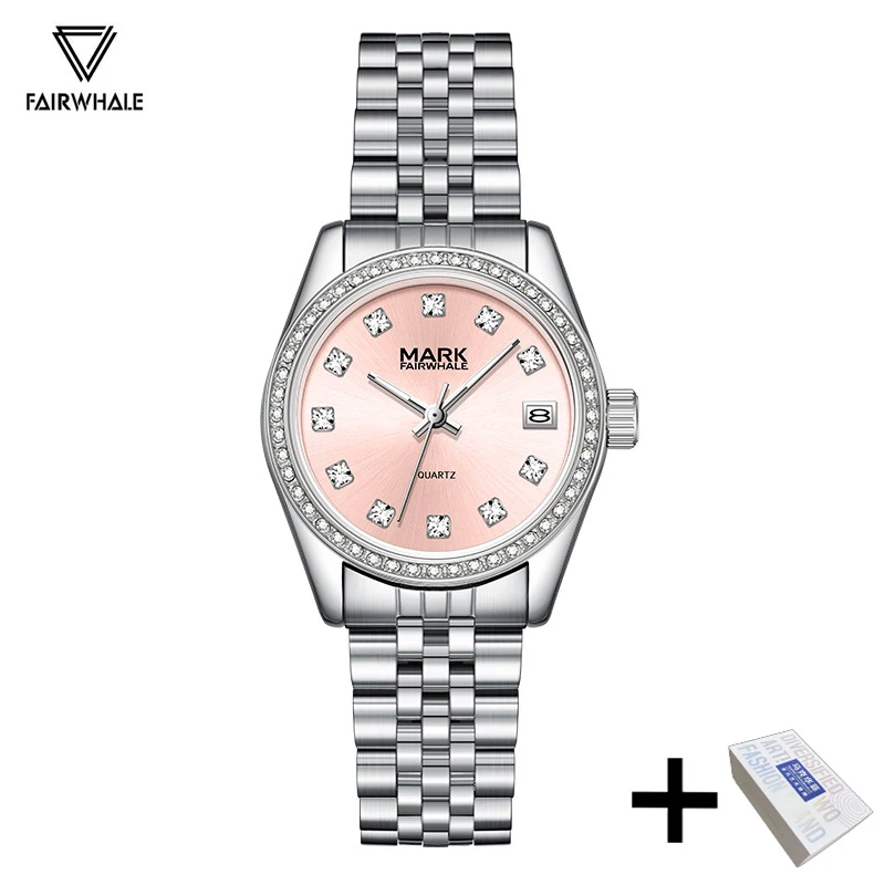 

Luxury Diamond Women Watch With Calendar Fashion Brand Mark Fairwhale Dress Steel Waterproof Quartz Wristwatch Ladies Hot Sell