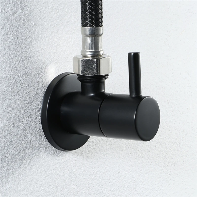 1pc G1/2 Brass Black Angle Valve Water Stop Inlet for Water Heater European Style Bathroom Faucet