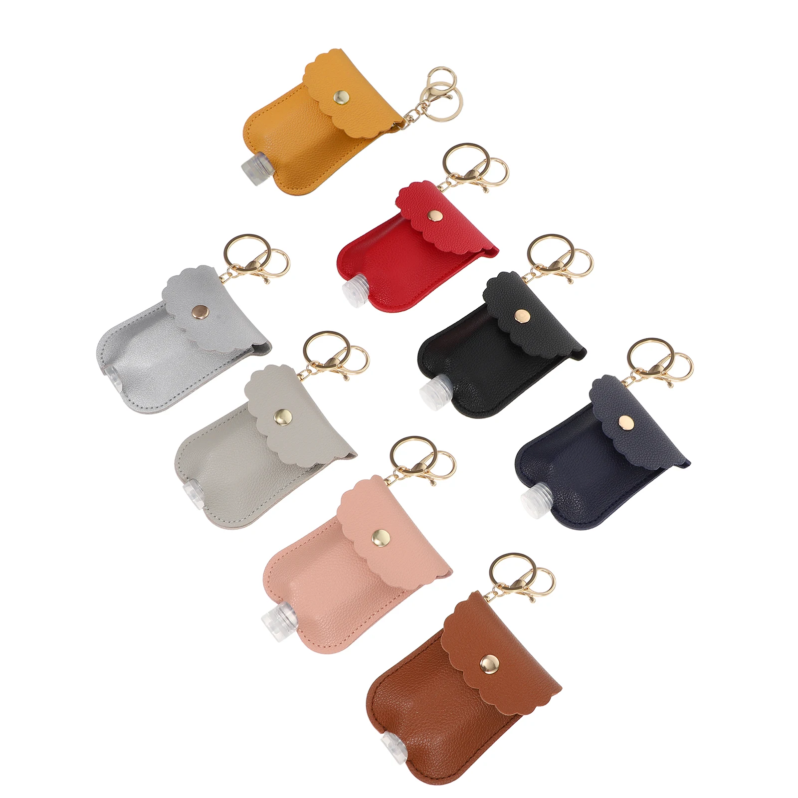 

8pcs Refillable Portable Bottle Keychain Durable Mini Travel Lotion Soap Perfume Essential Oil Container With Rotating