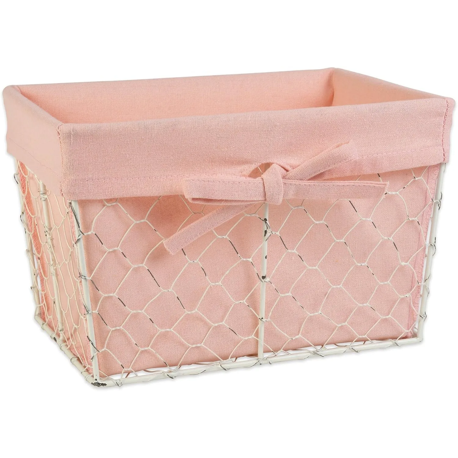 

Farmhouse Chicken Wire Storage Baskets with Liner, Set of 3, Antique Blush, Assorted Sizes for Home Kitchen Organization