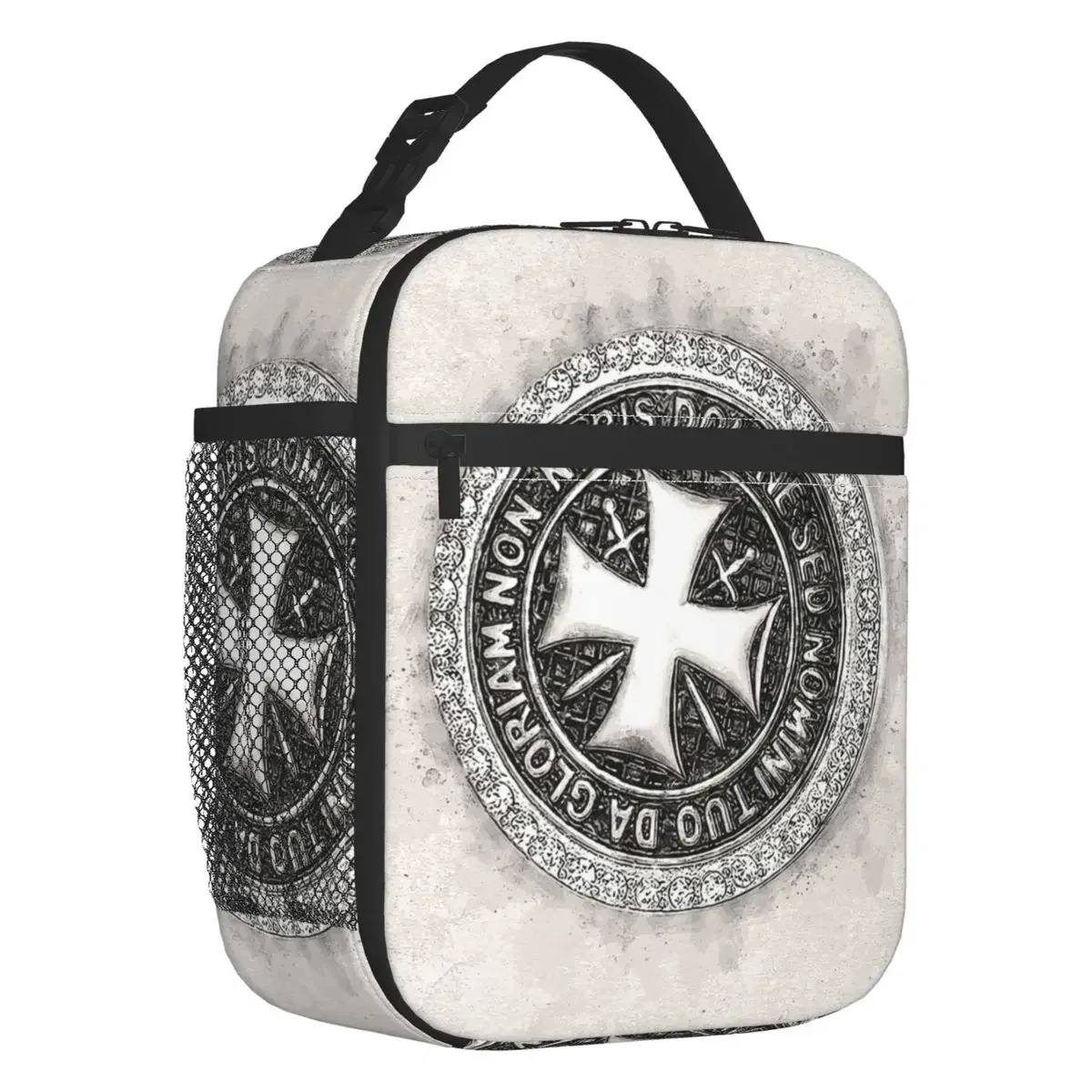 Knights Templar Seal Of Honor Valor Insulated Lunch Bag Medieval Emblem Ordre du Temple Cooler Thermal  Tote Office