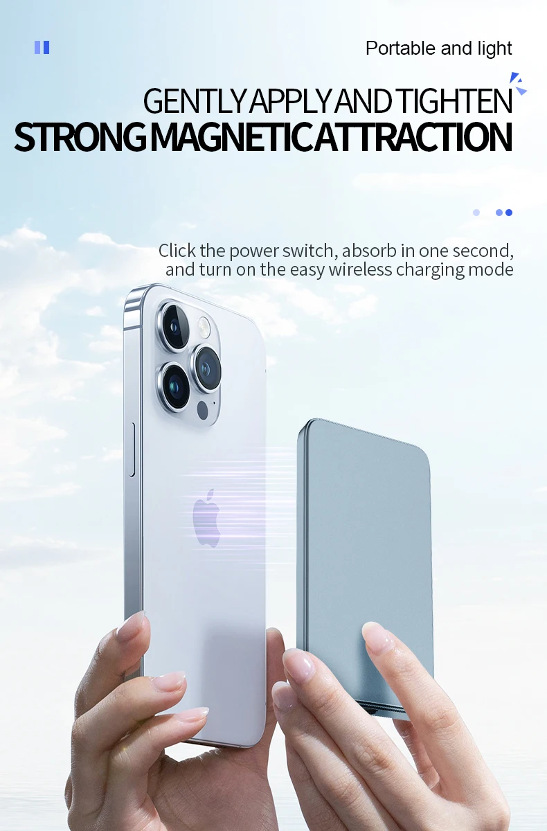 2025年新型 超薄型合金製モバイルバッテリー 磁気式ワイヤレス急速充電器 iPhone 15 14 13 12対応 マグセーフ対応バックアップバッテリー