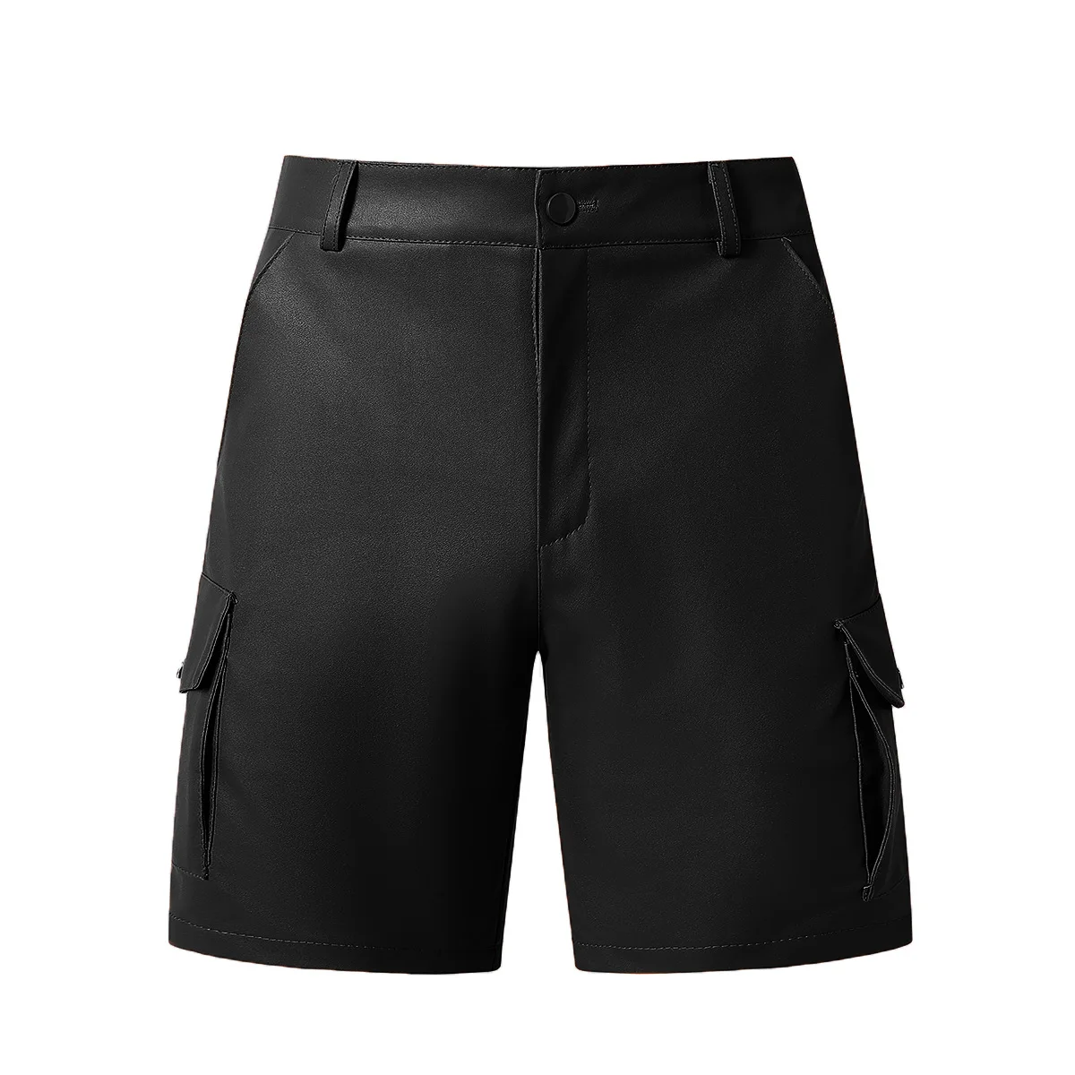 Summer new foreign trade solid color men's PU leather pants, combined with hip lifting casual men's shorts