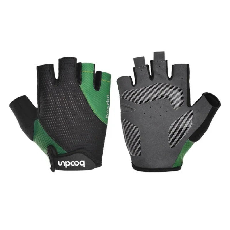 New silicone shock-absorbing riding gloves, outdoor bicycle breathable two-color wear-resistant half-finger riding gloves