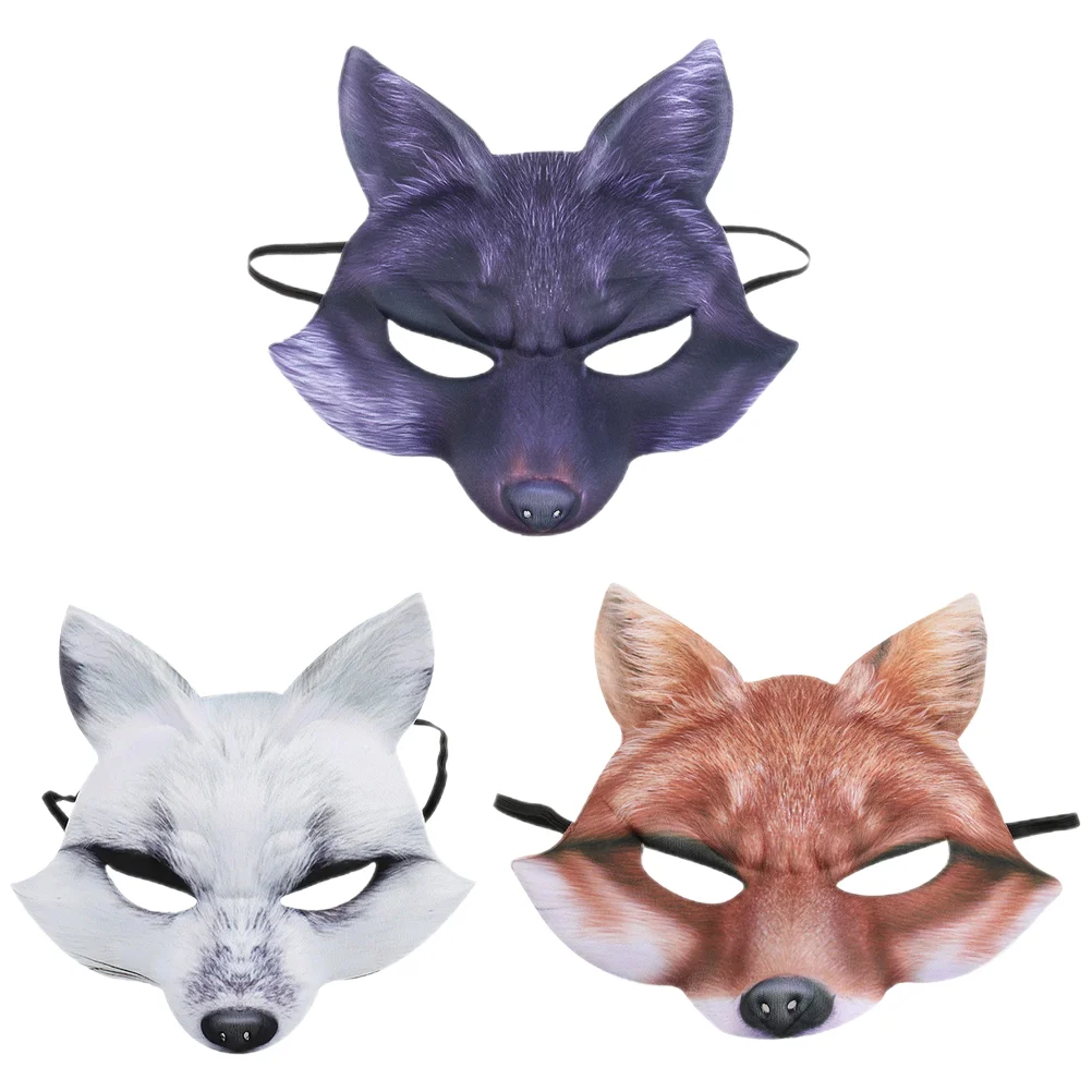 

3 Pcs The Animal Halloween Fox Mask Carnival Party Masquerade Prom Costume Festival Cosplay Man