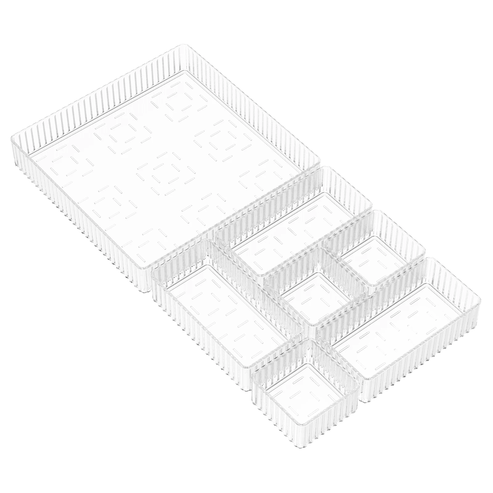 

7Pcs Drawer Organizer Set Versatile 3 Size Desk Drawer Organizers Box Bathroom Transparent Makeup Storage Trays