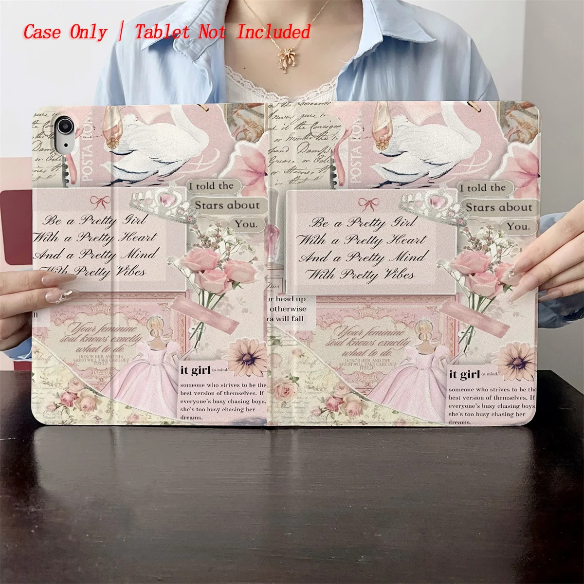 

2025 Pink Motto Pattern Print - Suitable for multiple Apple tablet cases of iPad/iPad pro/iPad air/iPad mini