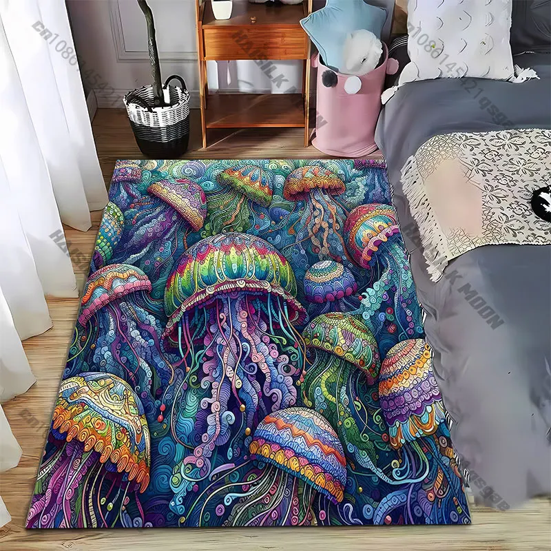 Colorful underwater jellyfish designcarpet Yoga living room room decor children's crawling mat doormat area rug games mat