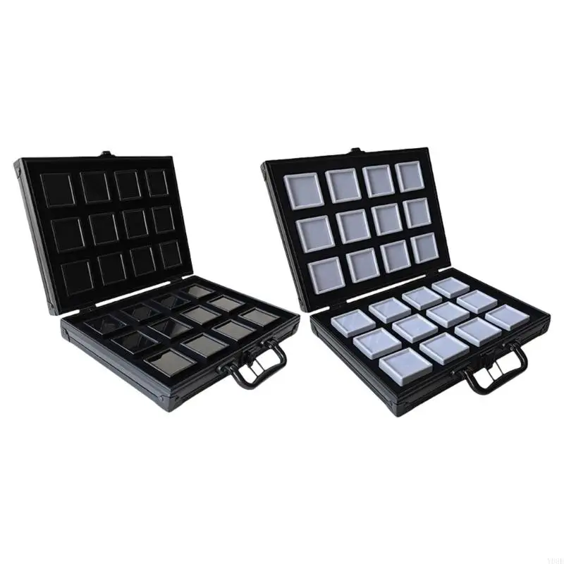 حامل الأحجار الكريمة للألومنيوم القابلة للقفل مع وسادة إسفنجية ناعمة y08e