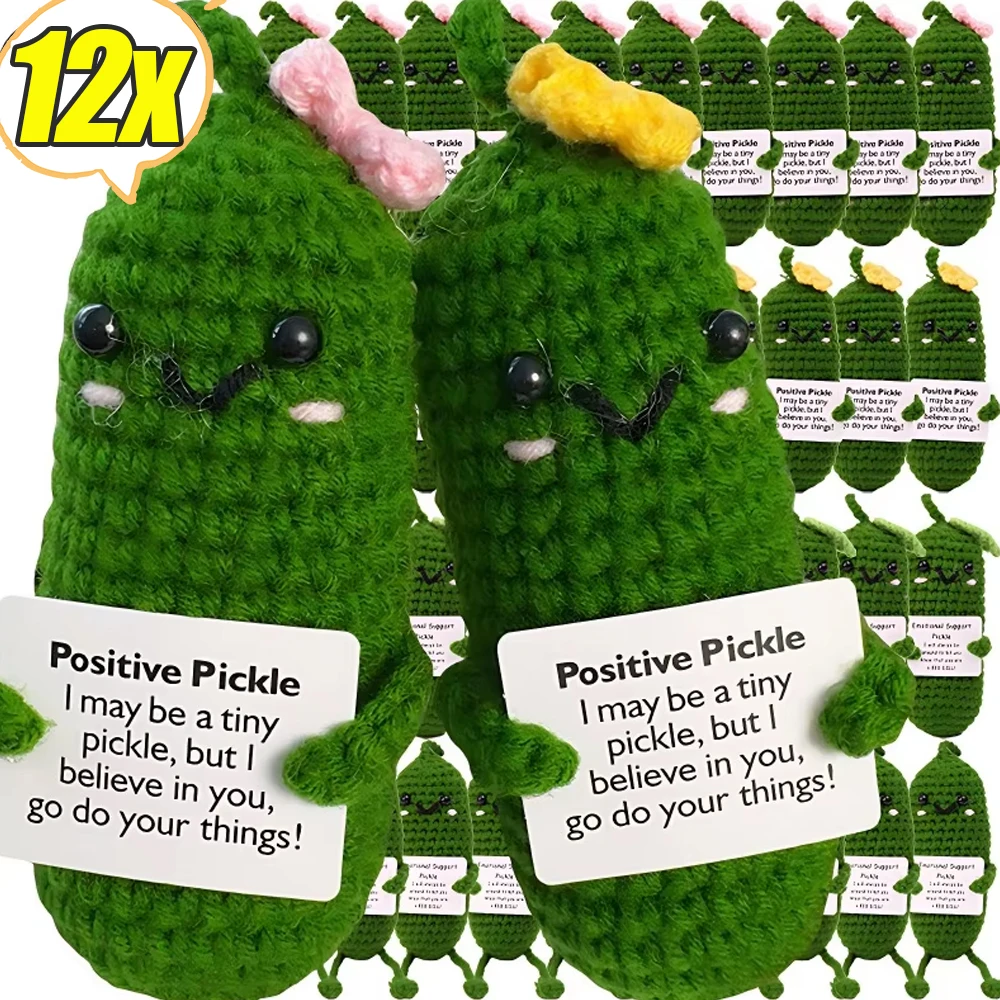 1/10pcs Handmade Emotional Cucumber Wool Yarn Knitting Positive Energy Dolls Creative Children Gifts Home DIY Crafts Decoration