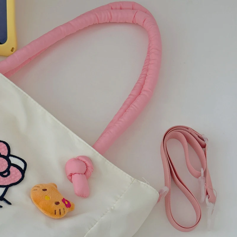 Sanrio HelloKitty Girl-Heart Shoulder Bag, Versatile Large Capacity Crossbody Bag, Cotton Filled Shoulder Strap Fashion Handbag