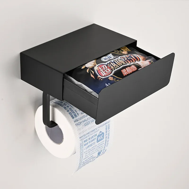 Toilet paper holder with Cabinet Black/GreyTissue  bathroom  roll rack wall mount  product