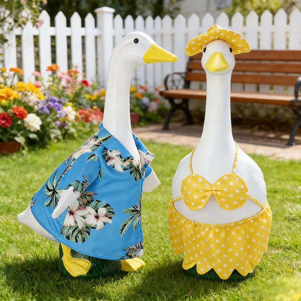 23 Inches Summer Porch Goose T Shirt And Bikini Outfit Big White Goose Costume Set Festive Decorations Gooses Couple Swimsuit