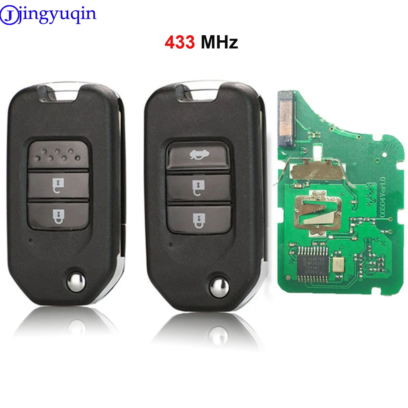 

jingyuqin 10ps 2/3 Buttons Remote Key For Honda Civic Accord City CR-V Jazz XR-V Vezel HR-V FRV Auto Lock 433MHz