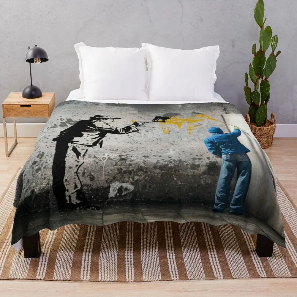 

Blank Wall Stencil Graffiti Throw Blanket Stuffeds Travel Bed Fashionable Blankets