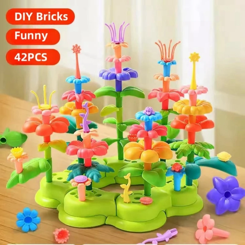 42PCS DIY Flower Garden Building Toys Girls Toys Game For Toddlers Educational Preschool Toy Gift Puzzle Creative Toys for Girls