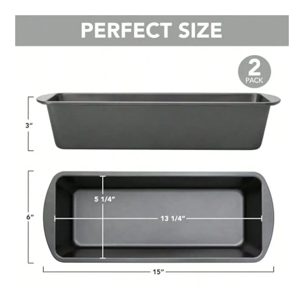 Large Bread Pan, 13 X 5 Long Loaf Pan, Nonstick Baking Pan, Rectangular Loaf Tin, Set Of 2