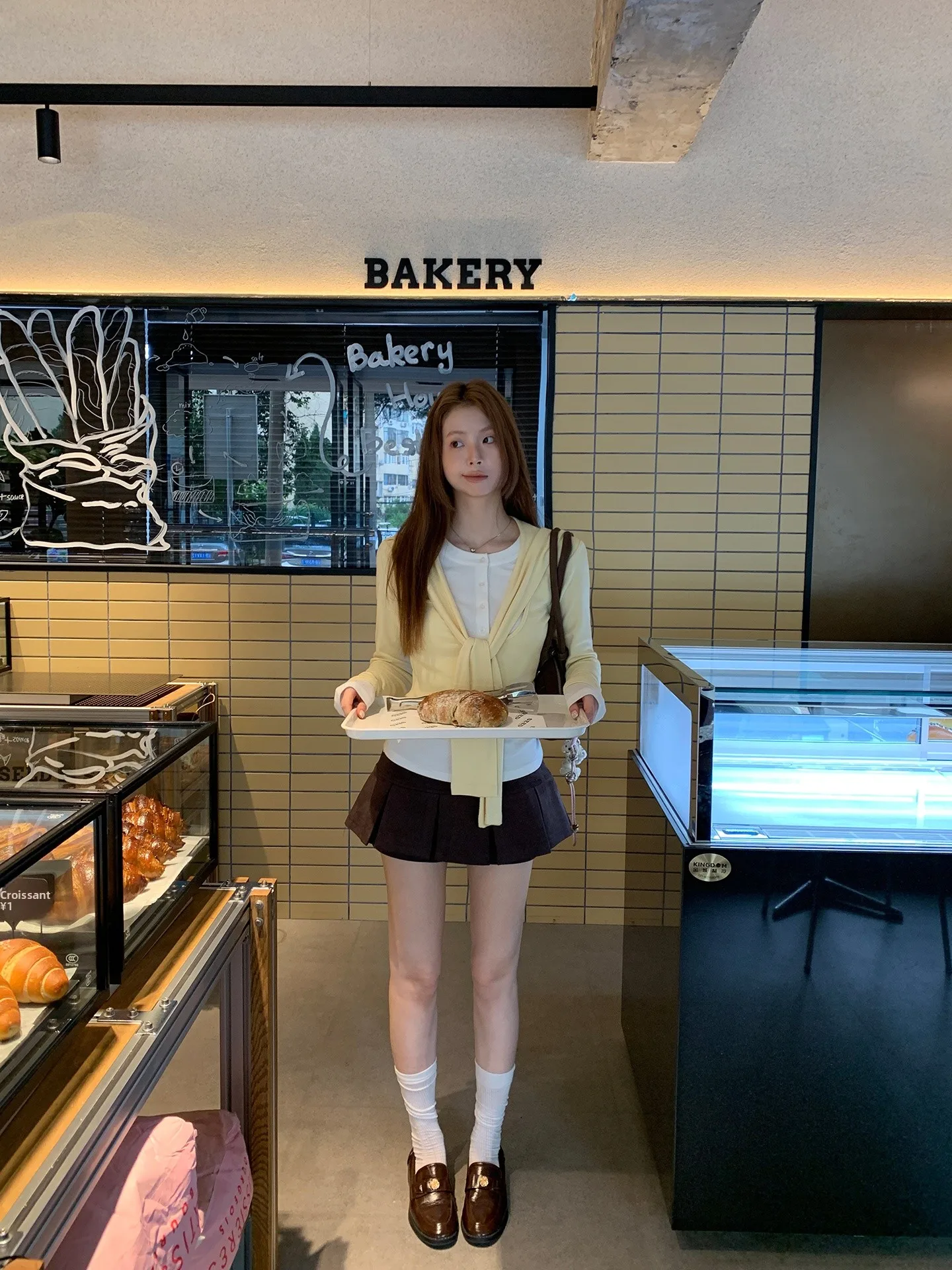 

Autumnal Long Sve T-irt Women's Yellow Base Layer irt Fake Two-Piece Design Sensation Top Commute Sle Simple Fit