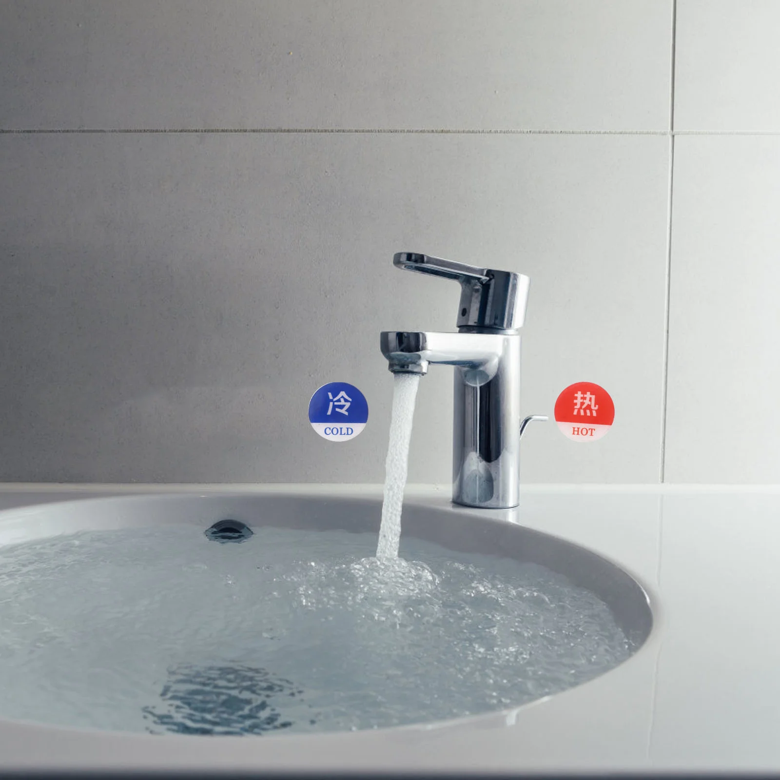 Señales de agua fría y caliente, pegatinas de pared para grifo, etiquetas de baño, instrucciones de ducha