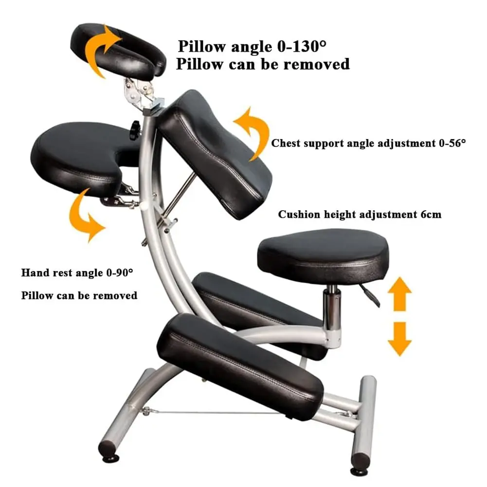 

Складное портативное массажное кресло для тату-терапии, спа-салон, регулируемая подставка для лица с 4-дюймовой толстой подушкой для профессионального использования